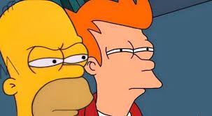 Homer and Fry suspicious Blank Meme Template