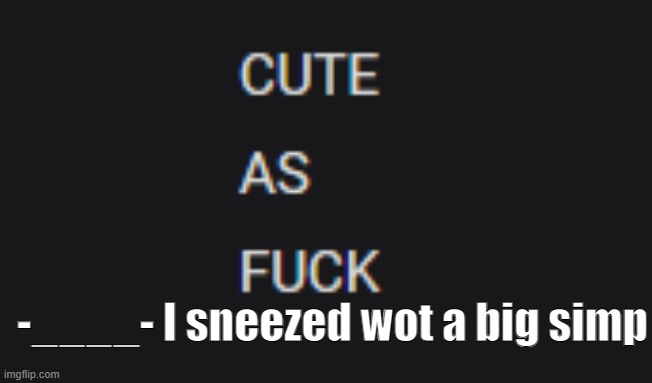 -____- I sneezed wot a big simp | made w/ Imgflip meme maker