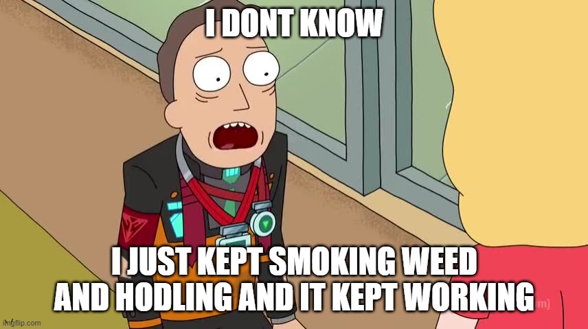 I DONT KNOW; I JUST KEPT SMOKING WEED AND HODLING AND IT KEPT WORKING | made w/ Imgflip meme maker