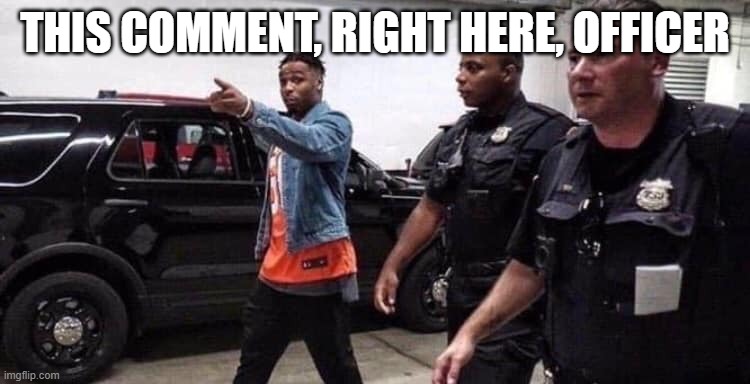 This post right here officer | THIS COMMENT, RIGHT HERE, OFFICER | image tagged in this post right here officer | made w/ Imgflip meme maker