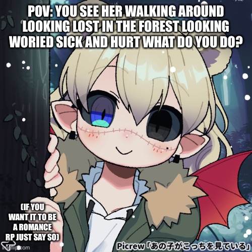 What do you do meme chat Oke to | POV: YOU SEE HER WALKING AROUND LOOKING LOST IN THE FOREST LOOKING WORIED SICK AND HURT WHAT DO YOU DO? (IF YOU WANT IT TO BE A ROMANCE RP JUST SAY SO) | image tagged in jiros oc | made w/ Imgflip meme maker