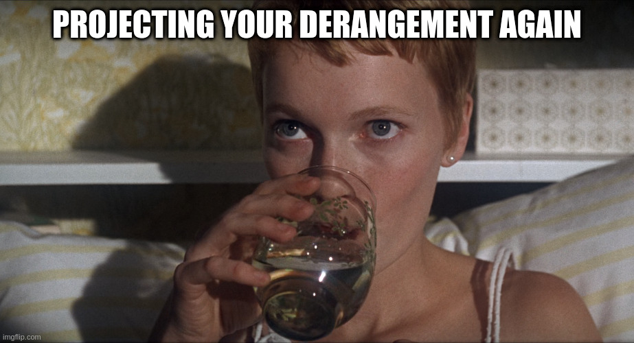 Rosemary | PROJECTING YOUR DERANGEMENT AGAIN | image tagged in rosemary | made w/ Imgflip meme maker