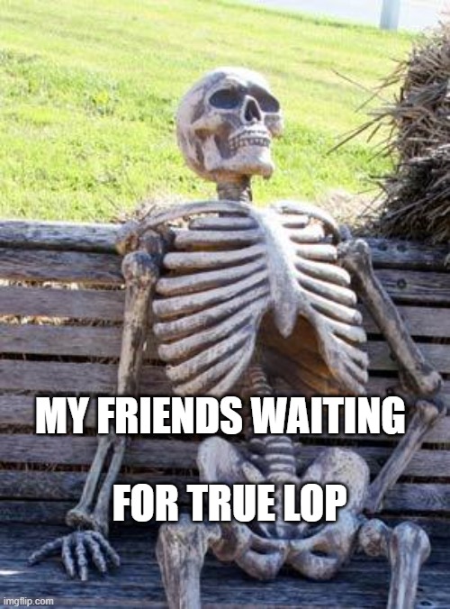 Waiting Skeleton | FOR TRUE LOP; MY FRIENDS WAITING | image tagged in memes,waiting skeleton | made w/ Imgflip meme maker