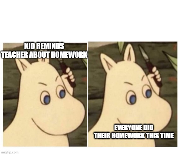 bruh | KID REMINDS TEACHER ABOUT HOMEWORK; EVERYONE DID THEIR HOMEWORK THIS TIME | image tagged in school | made w/ Imgflip meme maker