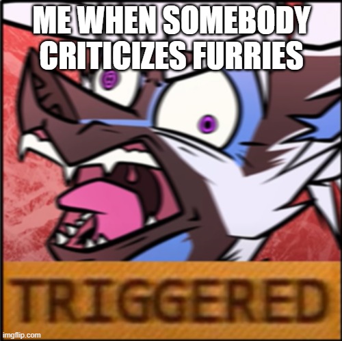 (Not my art) But true | ME WHEN SOMEBODY CRITICIZES FURRIES | image tagged in true | made w/ Imgflip meme maker