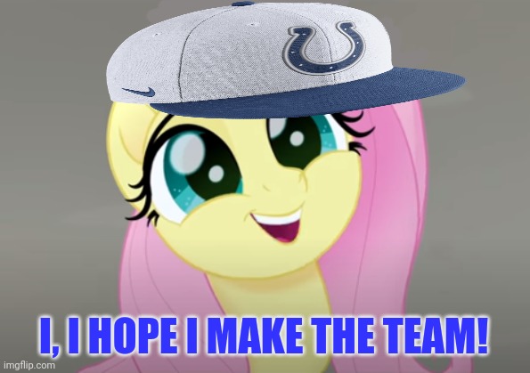 Fluttershy tries out for cheerleadering! | I, I HOPE I MAKE THE TEAM! | image tagged in do you wanna talk about it,colts,mlp,fluttershy,cheerleaders | made w/ Imgflip meme maker