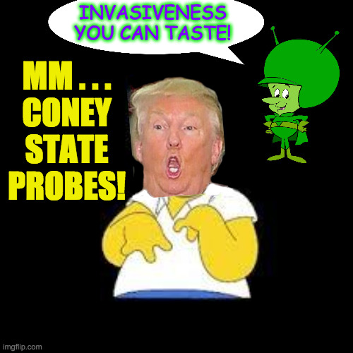 Look Marge | MM . . .
CONEY
STATE
PROBES! INVASIVENESS
YOU CAN TASTE! | image tagged in look marge | made w/ Imgflip meme maker