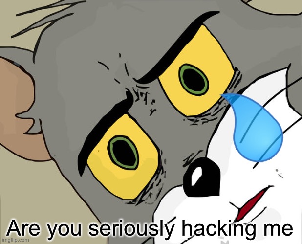 Unsettled Tom Meme | Are you seriously hacking me | image tagged in memes,unsettled tom | made w/ Imgflip meme maker