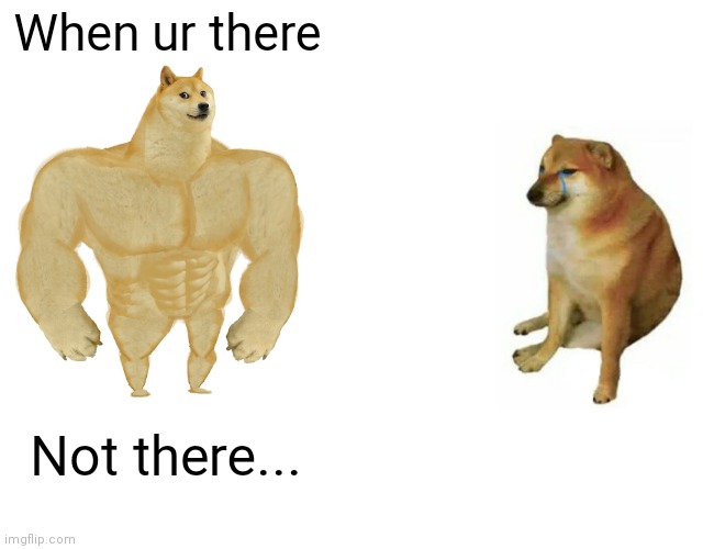 Buff Doge vs. Cheems Meme | When ur there Not there... | image tagged in memes,buff doge vs cheems | made w/ Imgflip meme maker