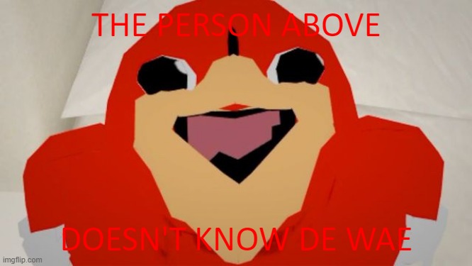 the person above doesn't know de wae | image tagged in the person above doesn't know de wae | made w/ Imgflip meme maker