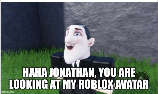 Haha Jonathan, You are looking at this title | HAHA JONATHAN, YOU ARE LOOKING AT MY ROBLOX AVATAR | image tagged in cursed image,funny | made w/ Imgflip meme maker