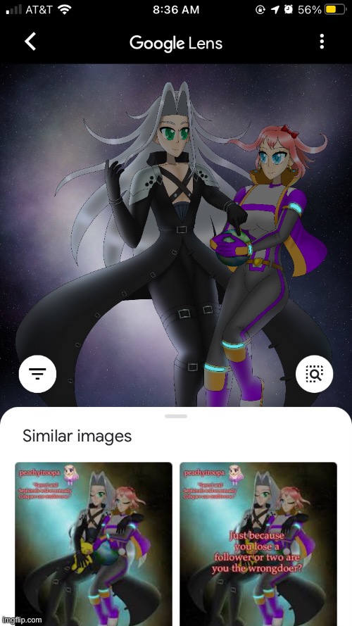 The Google Lens AI is too advanced | image tagged in sayori,sephiroth,google | made w/ Imgflip meme maker