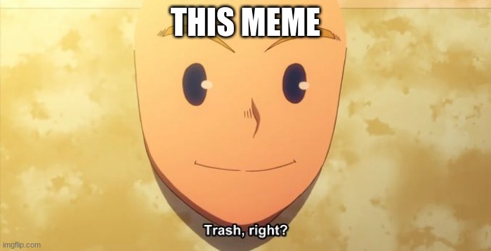 Trash, right? | THIS MEME | image tagged in trash right | made w/ Imgflip meme maker