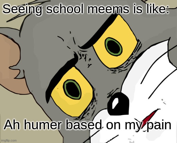 school memes |  Seeing school meems is like:; Ah humer based on my pain | image tagged in memes,unsettled tom | made w/ Imgflip meme maker