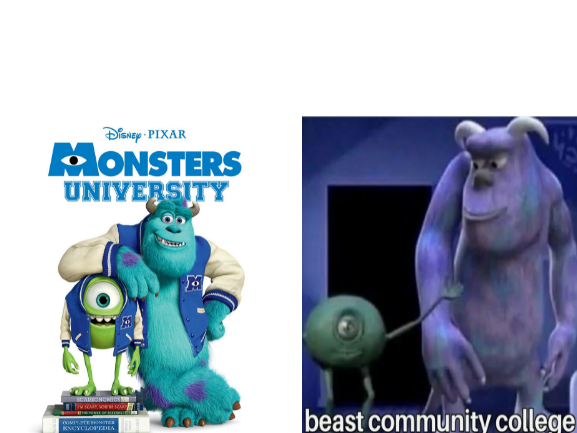 Monsters University vs. beast community college Blank Meme Template