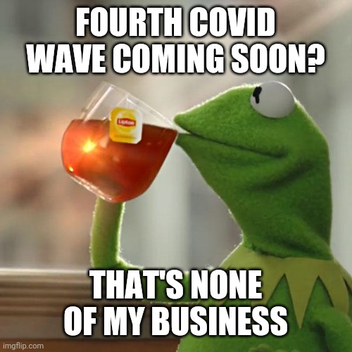 bruh | FOURTH COVID WAVE COMING SOON? THAT'S NONE OF MY BUSINESS | image tagged in memes,but that's none of my business,kermit the frog,coronavirus,covid-19,funny | made w/ Imgflip meme maker