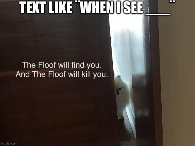 The template is called ¨the floof will kill you¨ | TEXT LIKE ¨WHEN I SEE ___¨ | image tagged in the floof will find you | made w/ Imgflip meme maker