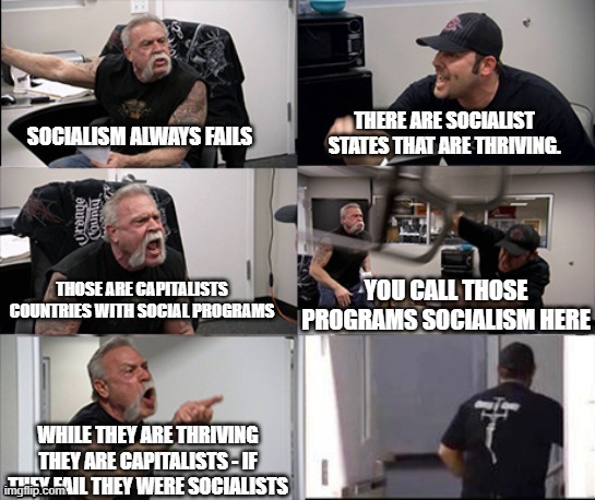 Circular Definition of Socialism | image tagged in american chopper argument,socialism,capitalism,circular logic | made w/ Imgflip meme maker