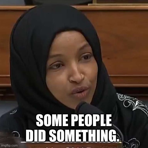 Ilhan Omar | SOME PEOPLE DID SOMETHING. | image tagged in ilhan omar | made w/ Imgflip meme maker