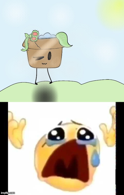 When the best shit you've ever done is a gift for an animator that you don't know how to send your work to them | image tagged in cursed crying emoji | made w/ Imgflip meme maker