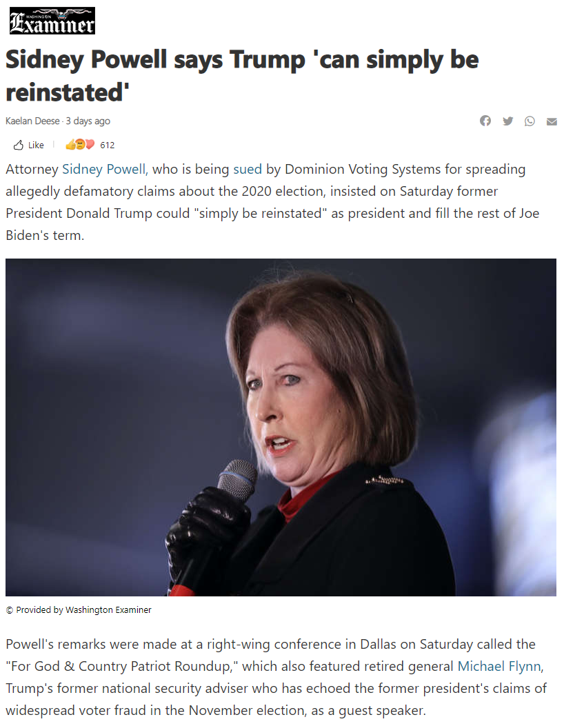 Sidney Powell Trump reinstatement Blank Meme Template