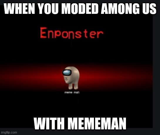 Enposter;) | WHEN YOU MODED AMONG US; WITH MEMEMAN | image tagged in enponster | made w/ Imgflip meme maker