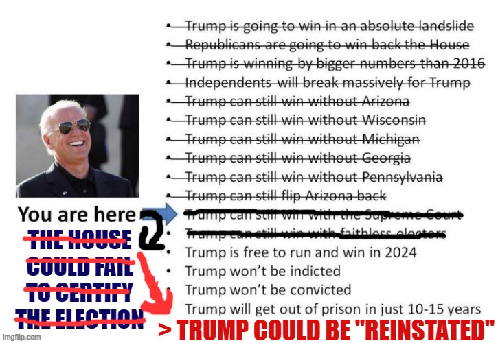 The MAGA copium crisis continues! (Updated June 2021) | > TRUMP COULD BE "REINSTATED" | image tagged in joe biden copium mid-dec 2020,election 2020,2020 elections,maga,conservative logic,conspiracy theory | made w/ Imgflip meme maker