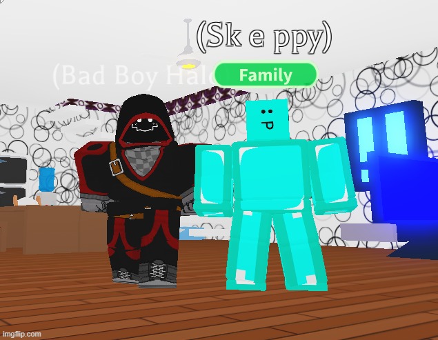 Skeppy and Badboyhalo, idk why I did this- | image tagged in skeppy,badboyhalo,cosplay,roblox,skephalo,adopt me | made w/ Imgflip meme maker