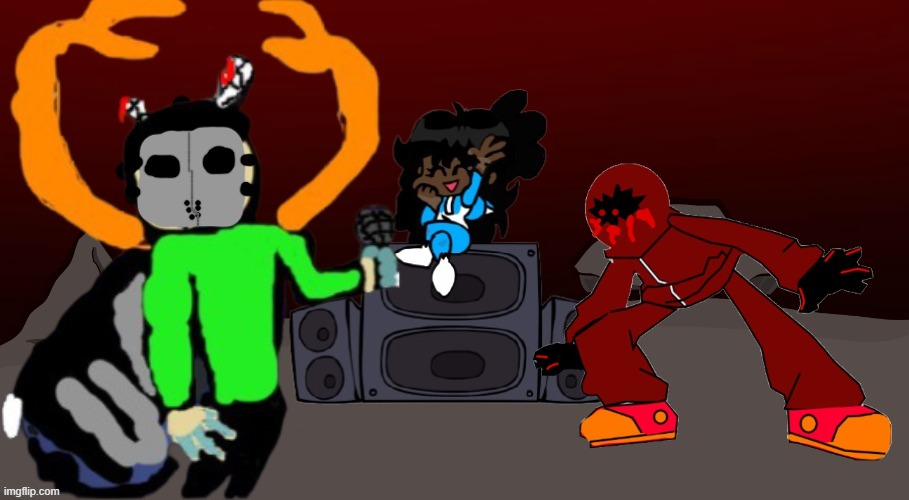 this would be the most epic battle of msmg night funkin | image tagged in carlos with trickys mask in nevada | made w/ Imgflip meme maker
