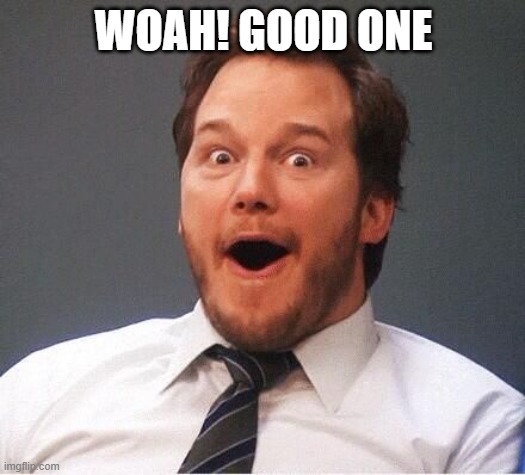 excited | WOAH! GOOD ONE | image tagged in excited | made w/ Imgflip meme maker