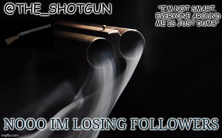 Big saddo | NOOO IM LOSING FOLLOWERS | image tagged in yet another temp for shotgun | made w/ Imgflip meme maker