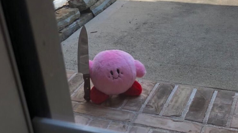 High Quality Kirby Holding a Knife Blank Meme Template