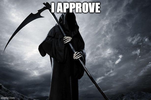 Death | I APPROVE | image tagged in death | made w/ Imgflip meme maker