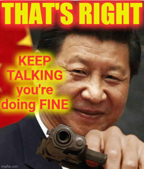 Xi Jinping | THAT'S RIGHT KEEP TALKING
you're doing FINE | image tagged in xi jinping | made w/ Imgflip meme maker