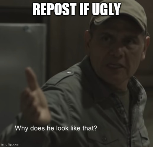 Why does he look like that? | REPOST IF UGLY | image tagged in why does he look like that | made w/ Imgflip meme maker