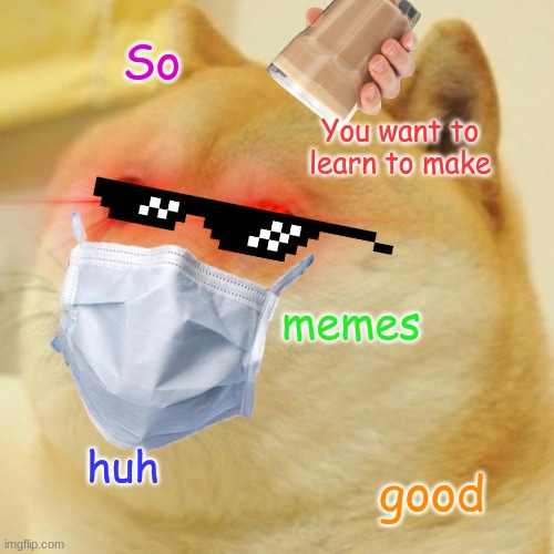 For new people | So; You want to learn to make; memes; huh; good | image tagged in memes,doge | made w/ Imgflip meme maker