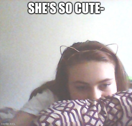 She gave me permission to post this btw XD | SHE'S SO CUTE- | made w/ Imgflip meme maker