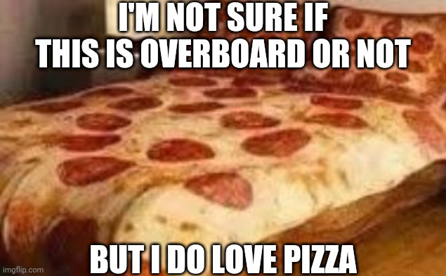 I Found This | I'M NOT SURE IF THIS IS OVERBOARD OR NOT; BUT I DO LOVE PIZZA | image tagged in pizza bedroom | made w/ Imgflip meme maker