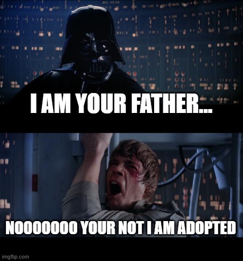 YOUR WRONG......... | I AM YOUR FATHER... NOOOOOOO YOUR NOT I AM ADOPTED | image tagged in memes,star wars no | made w/ Imgflip meme maker
