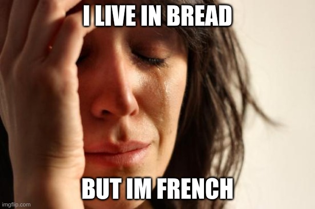 Je mange le pain | I LIVE IN BREAD; BUT IM FRENCH | image tagged in memes,first world problems | made w/ Imgflip meme maker