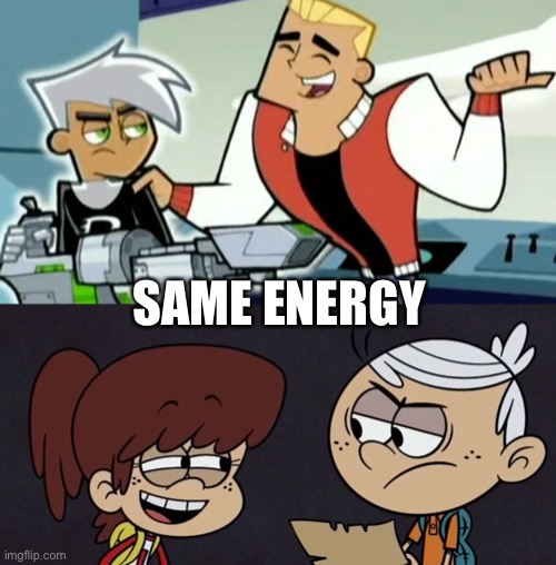 Danny Phantom and Lincoln Loud have the same energy towards Dash Baxter and Lynn Loud | SAME ENERGY | image tagged in danny phantom,the loud house,nickelodeon,same energy,laughing,cartoons | made w/ Imgflip meme maker