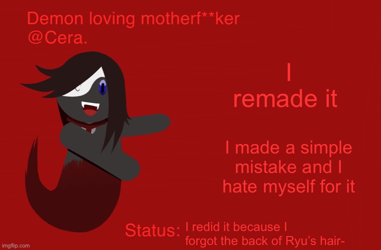 Cera’s announcement temp but with Ryu | I remade it; I made a simple mistake and I hate myself for it; I redid it because I forgot the back of Ryu’s hair- | image tagged in cera s announcement temp but with ryu | made w/ Imgflip meme maker