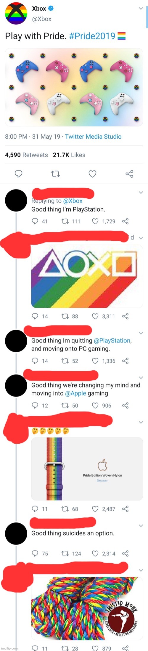 Get served homophobe!! | image tagged in lgbtq,apple,xbox,ps4,homophobe | made w/ Imgflip meme maker