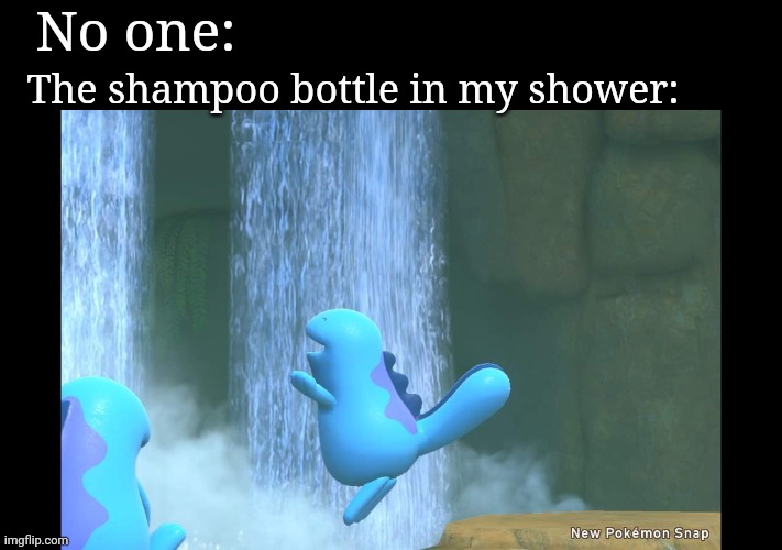 No one:; The shampoo bottle in my shower: | image tagged in pokemon,nintendo switch,video games | made w/ Imgflip meme maker