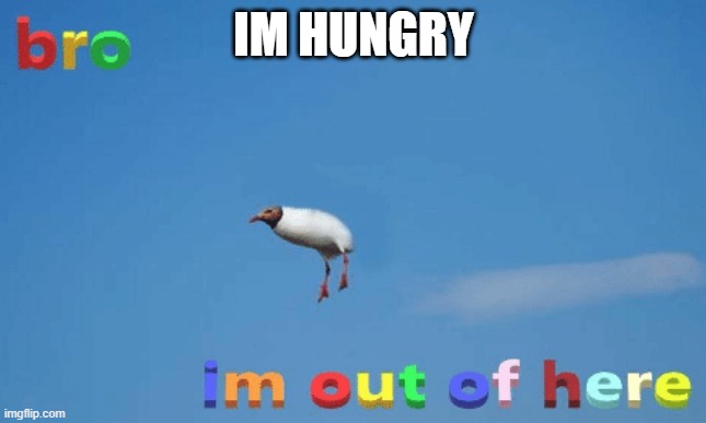 bro im out of here | IM HUNGRY | image tagged in bro im out of here | made w/ Imgflip meme maker