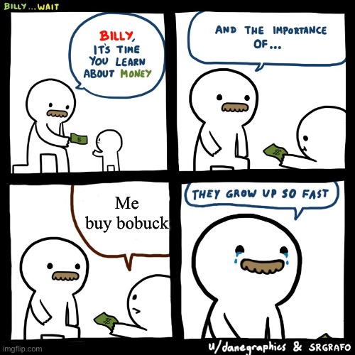 How Do I Name This 15 | Me buy bobuck | image tagged in billy learns about money 2 | made w/ Imgflip meme maker