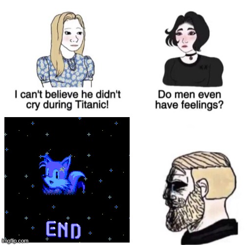 Where Men Cried. | image tagged in chad crying,sonic the hedgehog,sonic,sad,crying | made w/ Imgflip meme maker