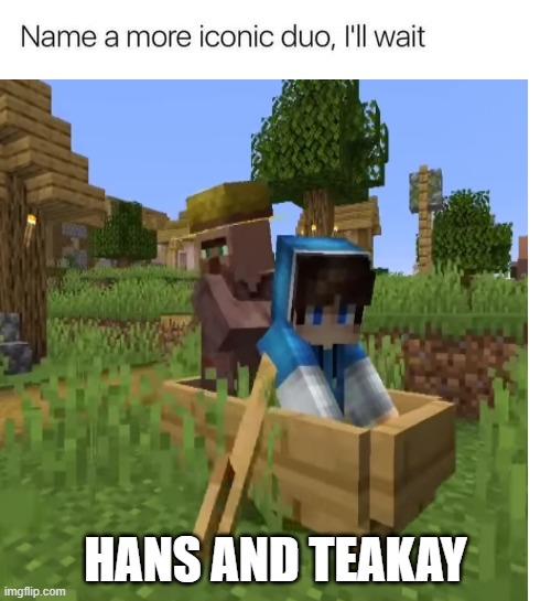 Only True villager and Teakay fans will understand. | HANS AND TEAKAY | image tagged in minecraft villagers | made w/ Imgflip meme maker
