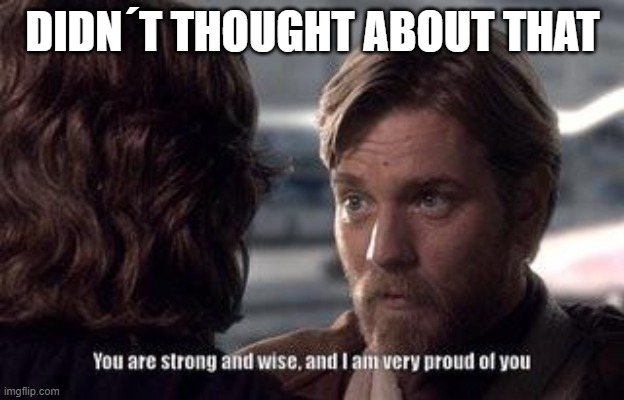 you are strong and wise and i am very proud of you | DIDN´T THOUGHT ABOUT THAT | image tagged in you are strong and wise and i am very proud of you | made w/ Imgflip meme maker