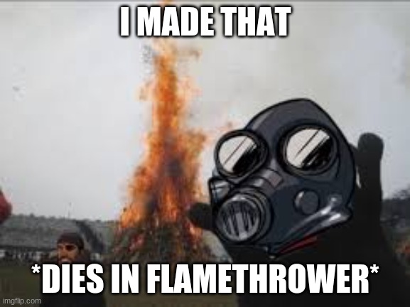 i like making memes | I MADE THAT; *DIES IN FLAMETHROWER* | image tagged in tf2,tf2pyro | made w/ Imgflip meme maker